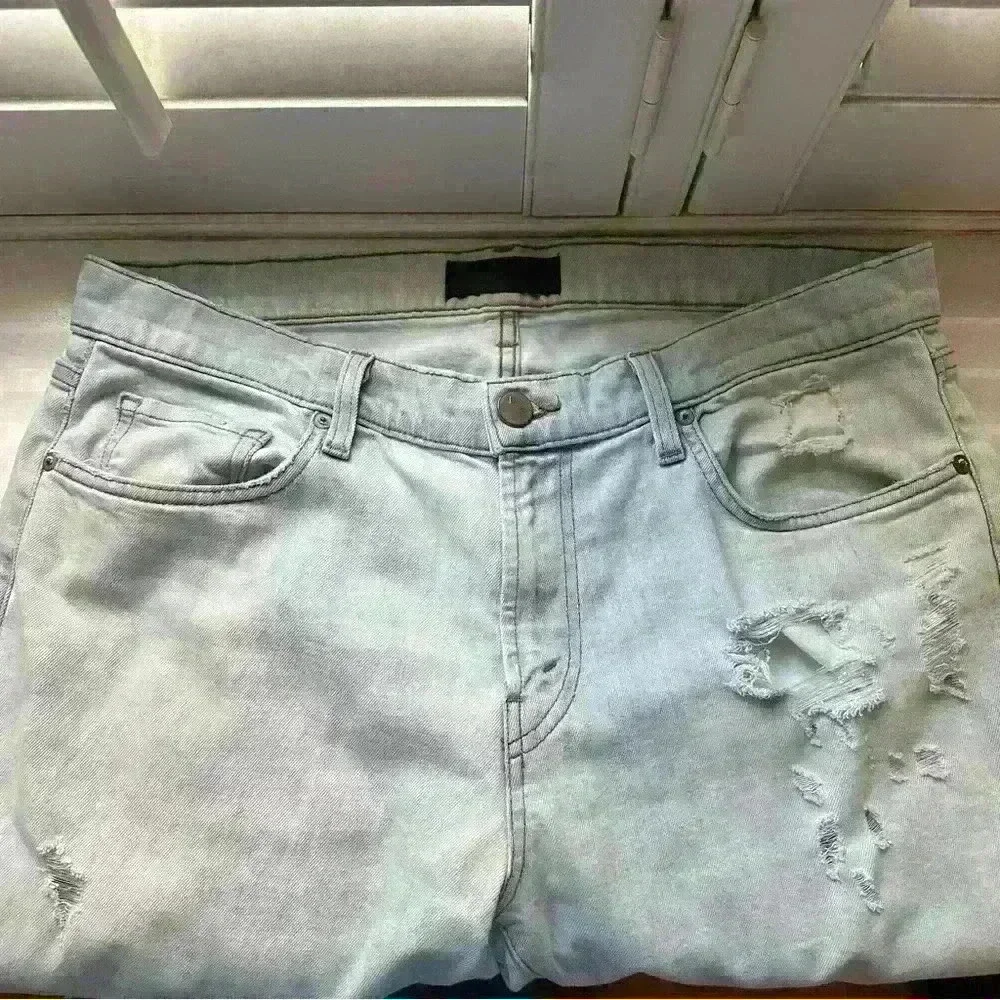 J Brand ripped jeans in light blue soft denim